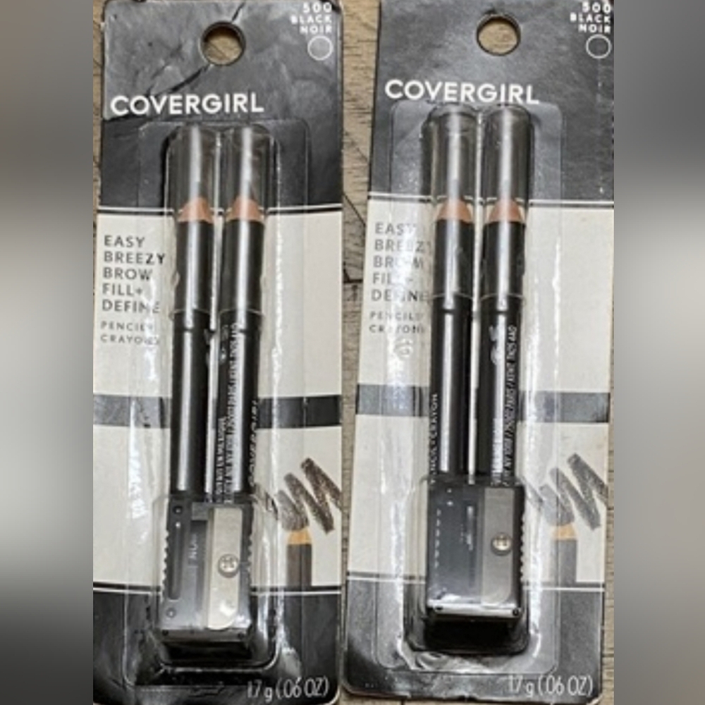 COVERGIRL Brow Define Pencils with Sharpener - Black (Lot of 2) NEW
